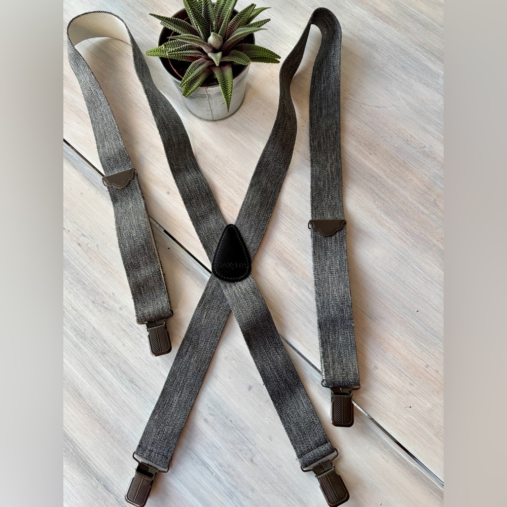 Men's Gray and Black Dakota Suspenders. One Size.